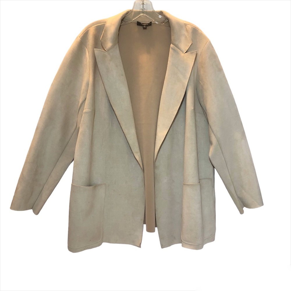 Premise Woman pale beige vegan suede open front blazer jacket size 1X